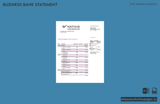 Natixis Algerie Bank: Adressnachweis – Kontoauszug im Word- und PDF-Format (Beispielvorschau)